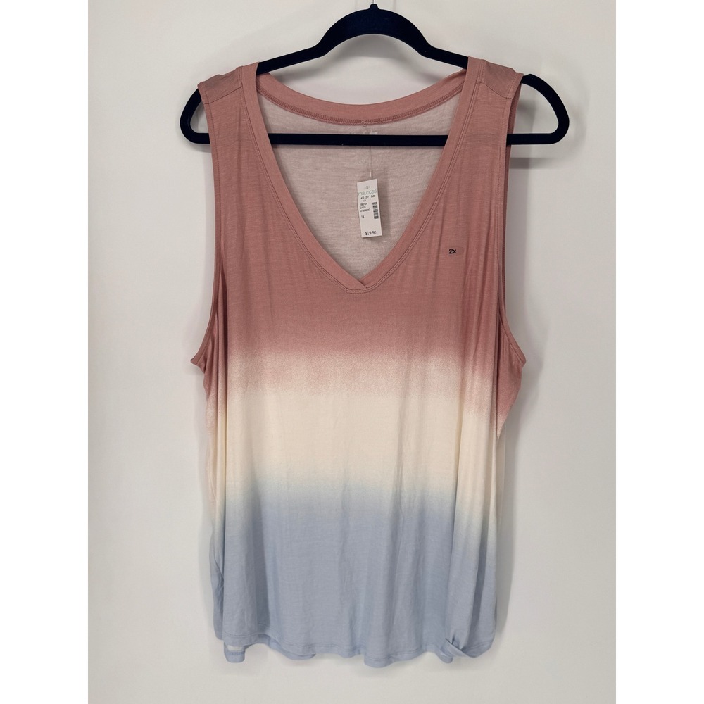 Maurices Tank Top Women 2X Pink NWT Ombre V-Neck Sleeveless 24/7 Series